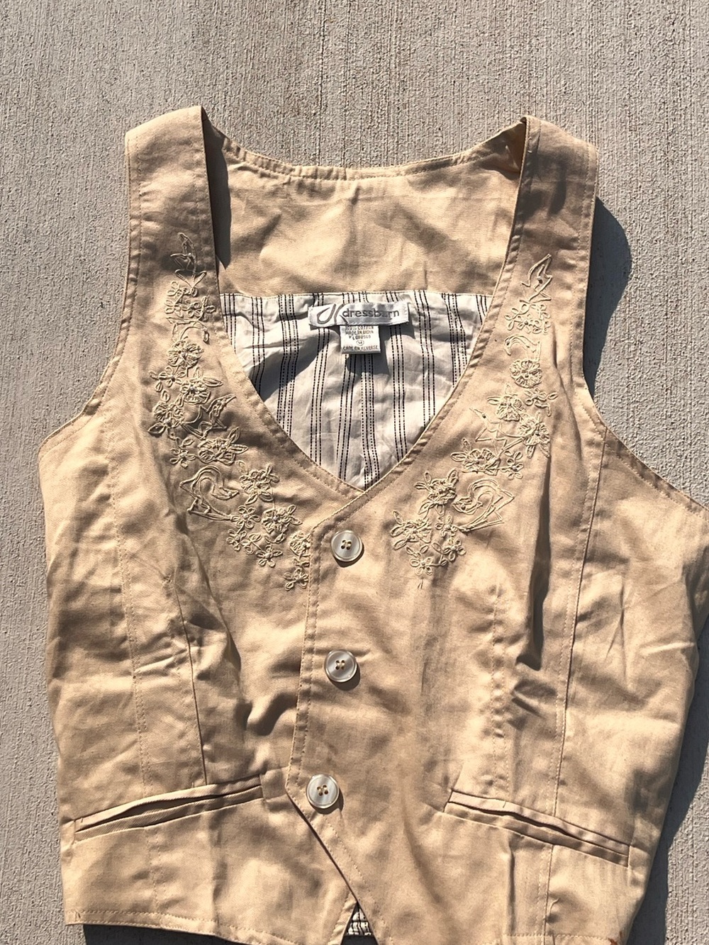 Vintage Dressbarn Cream Floral Cottagecore Vest Size M